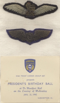 WWII US AF Bullion 316th TCG Gilder Pilot Wing & RAF Glider Wing
