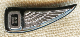 Amazing Enameled Sterling Silver WWI US Air Service Observer 1/2 Wing in Miniature Size