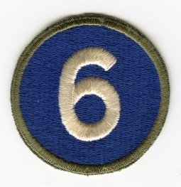 WWII United States Army 6th Corps Shoulder Patch OD Border