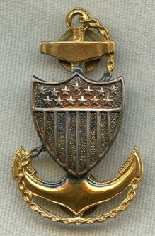 Gorgeous 1930's USCG CPO Hat Badge Screwback by Meyer 1/20 10K