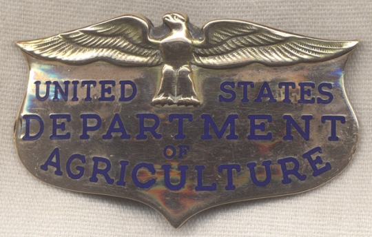 United States Department of Agriculture Hat Badge in Rolled Gold