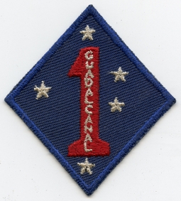 Beautiful Minty WWII USMC 1st Marine Division Shoulder Patch Embroidered on Twill