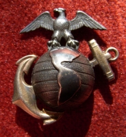 Gorgeous WWI USMC Officer Dress Collar EGA in Sterling & 10K Gold