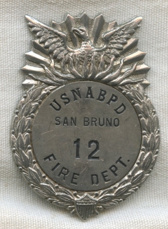 WWII US Navy ABPD San Bruno Fire Dept #12 Badge
