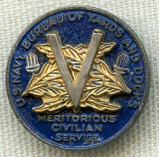 Scarce WWII USN Bureau of Yards & Docks Meritorious Civilian Service
