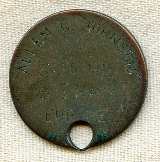 WWI USN Dog Tag Made from Portuguese Coin Flying Tiger Antiques Online Store