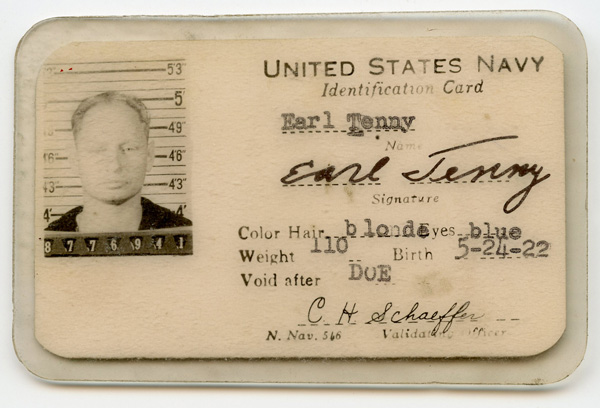 WWII USN Photo ID Card for E. Tenny: Flying Tiger Antiques Online Store