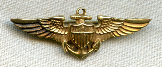 Korean War Era USN Pilot Cap Wing in Gold Fill by Vanguard: Flying ...