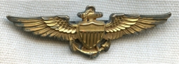 Beautiful WWII USN Pilot Wing by Balfour in Shirt Size with Variant Maker Mark