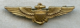 Early WWII USN Pilot Wing Hat Size by H&H with Unique Maker Mark Combination