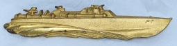 Beautiful Ca 1943 USN Officer PT Boat Badge by ELCO in Gilt Sterling Silver