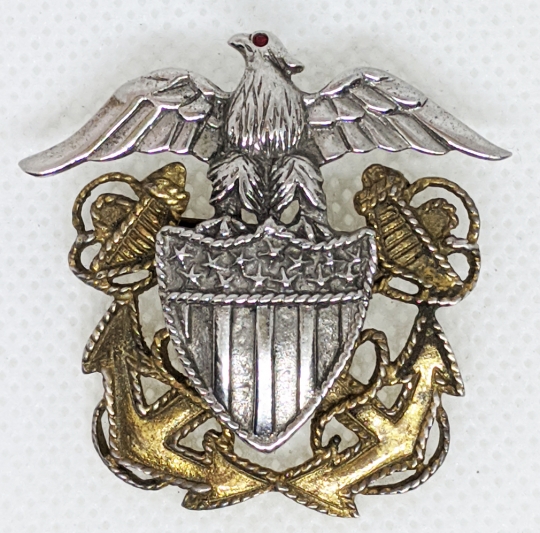 Gorgeous High Quality WWII USN Officer Sweet Heart Pin with Ruby Eye Only one I've seen