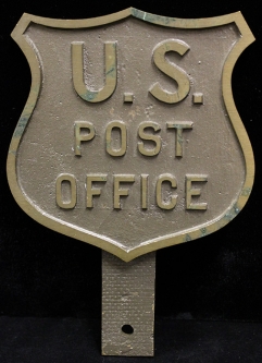 Wonderful 1920's - 30's U.S. Post Office Bronze License Plate 'Topper' or Tag. Exceptional Condition