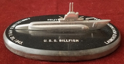 Wonderful WWII USS Billfish (SS-286) Desk Plaque from Portsmouth Navy Yard