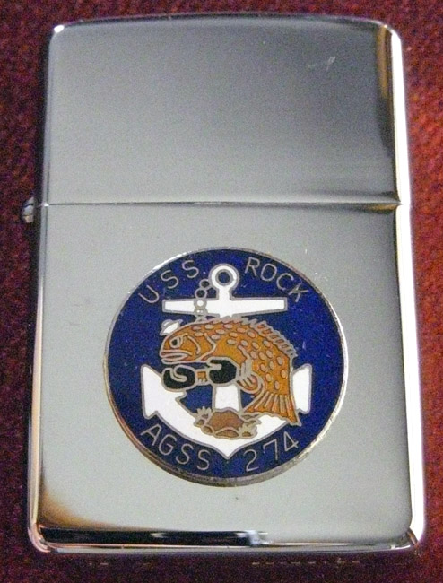 Stunning 1966 USN Zippo Ship Lighter Presented by Commanding Officer of USS Rock AGSS-274