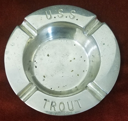 WWII Portsmouth Navy Yard Made USS Trout SS-202 Submarine Ashtray.