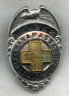 1950s Wanamassa, New Jersey First Aid Squad Member Hat Badge
