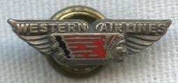 1940's Western Airlines 5 Years of Service Pin with Red Enamel Details