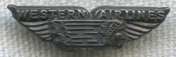 Late 1940's Western Airlines 1 Year of Service Pin in Pinback
