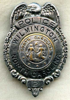Nice Old 1930's - 40's Wilmington, North Carolina Police Badge #2