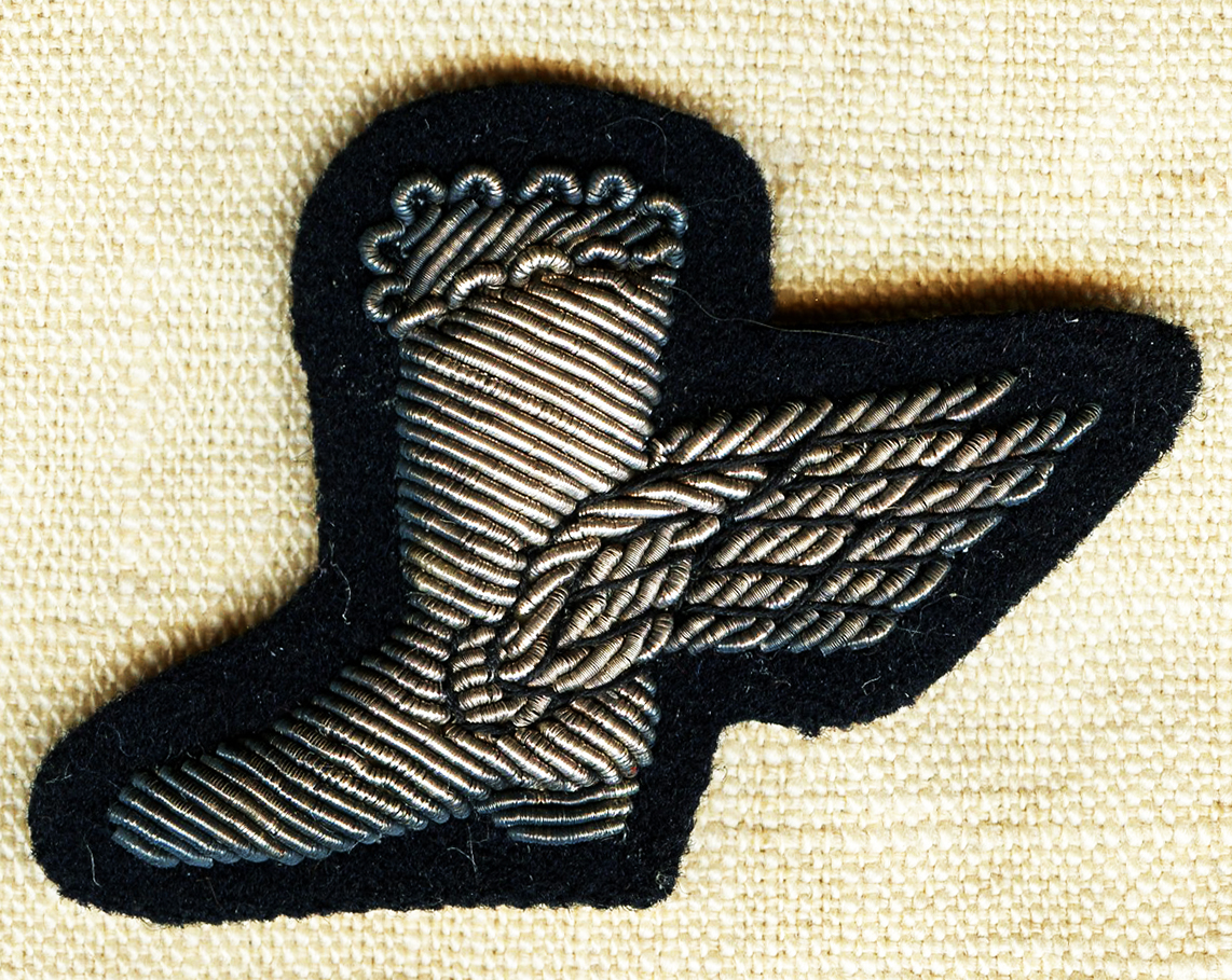Beautiful & Rare WWII USAAF Unofficial Winged Boot " Walk Back" Badge