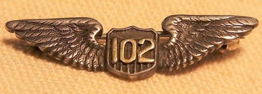 Early 1920s Lapel Wing / Squadron Pin for the 102nd Observation Squadron NY National Guard