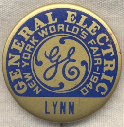 1940 New York City (NYC) World's Fair GE Celluloid Badge