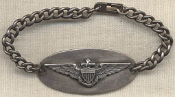 WWI-1920s US Navy Enlisted Pilot ID Bracelet in Sterling by Kinney