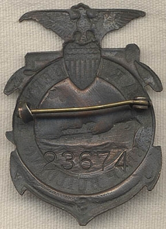 WWI War Service Ship Building Badge #23674