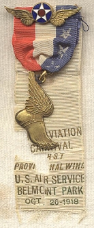 RARE WWI Army Aviation Carnival 1st Provisional Wing Ribbon, Belmont Park, New York