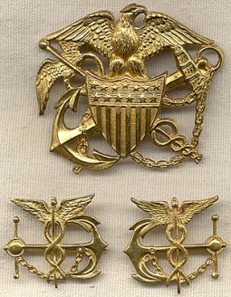 WWI US Public Health Service Officer's Cap Badge and Collar Insignia