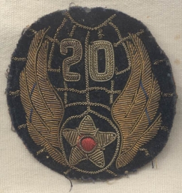 WWII CBI-Made USAAF 20th Air Force Bullion Patch Removed From Uniform