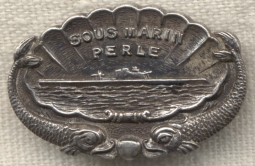 Rare Sterling US-Made WWII Free-French Sub Pin Sous Marin Perle