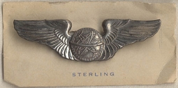 Early-WWII Issue Pinback Navigator Wing on Original Card
