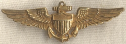 Scarce WWII USN Shirt Size Pilot Wing by Meyer