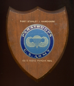 WWII D Company 502nd Parachute Infantry Regiment Plaque of Staff Sergeant Stanley J. March