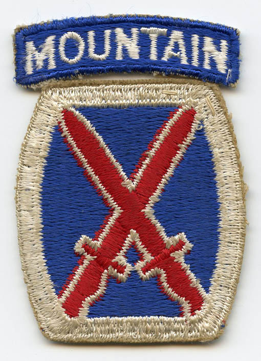 WWII US Army 10th Mountain Division Patch and Tab Flying Tiger
