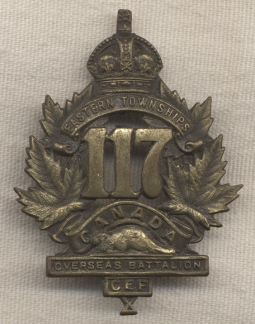 WWI 117th Overseas Battalion Canadian Expeditionary Forces (CEF) Cap Badge