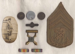 WWI Era US Army 96th Co. Coastal Artillery Insignia, Photo, Marksmanship Medal Lot