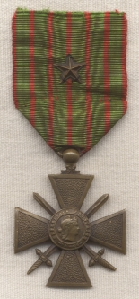 WWI French Croix de Guerre Medal with Star (1914-1918 Type)
