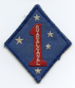 WWII 1st Marine Division (MAR) Shoulder Patch on Twill