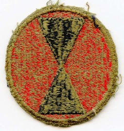 WWII Green Back Patch for US Army 7th Division (aka "Hourglass")