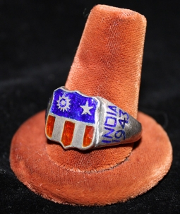 WWII CBI Ring in Enameled Silver - One of the Most Beautiful & Largest I've Ever Seen!