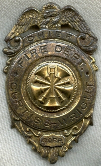 Rare WWII Curtiss Wright Corporation Fire Chief Badge from Connecticut NO LONGER AVAILABLE