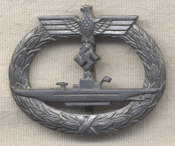 Great "Been There"-Look WWII Nazi U-Boat Badge with Gold Finish Remnants