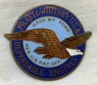 WWII Pratt & Whitney Aircraft Engine "Made by Ford" Nose Case Plaque