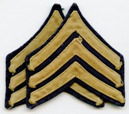 Pair of Theatre-Made Late WWII US Army Rank Stripes for Sergeant