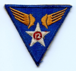 WWII USAAF 12th Air Force Patch "Large 12" Variant Moderately Used