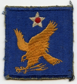 WWII USAAF 2nd Air Force Patch "Small Head, Fine Embroidery" Variant, Lightly Worn