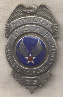 Korean War Era US Air Force Cambridge Research Center Patrolman Badge